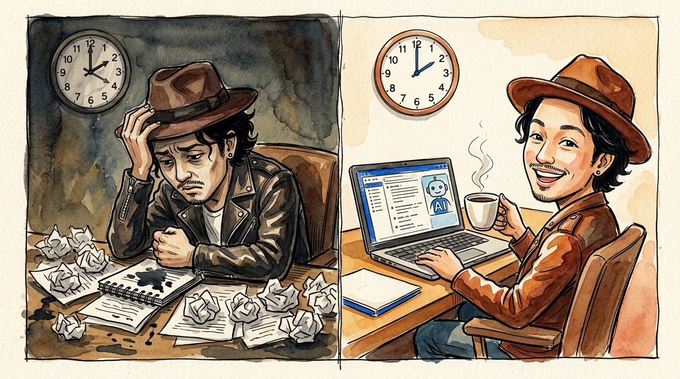 AIを使うと作業時間が半分に — 頭の消耗も減る