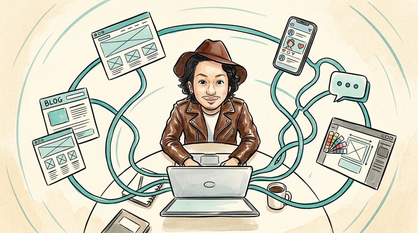 毎日のAI活用:サイト管理、記事制作、SNS展開、配信準備。全部ひとつのツールで